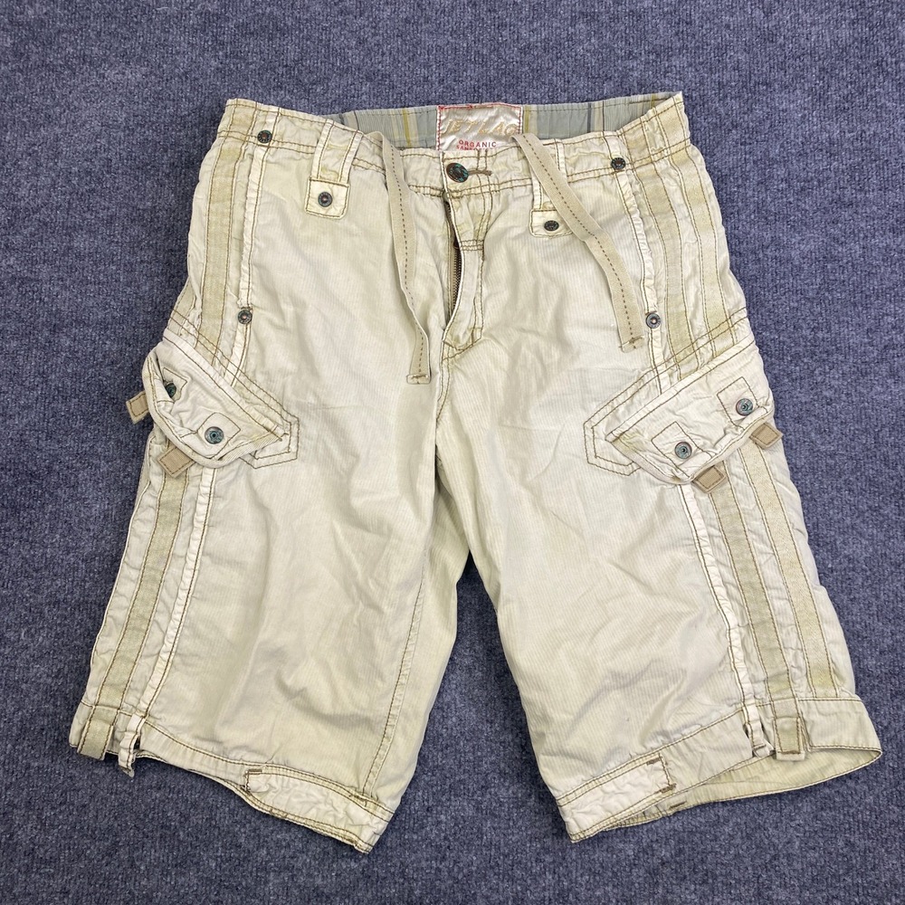 Jet Lag Mens Cargo Shorts Tan Cotton Organic Sanforized Multi Pocket Size 29